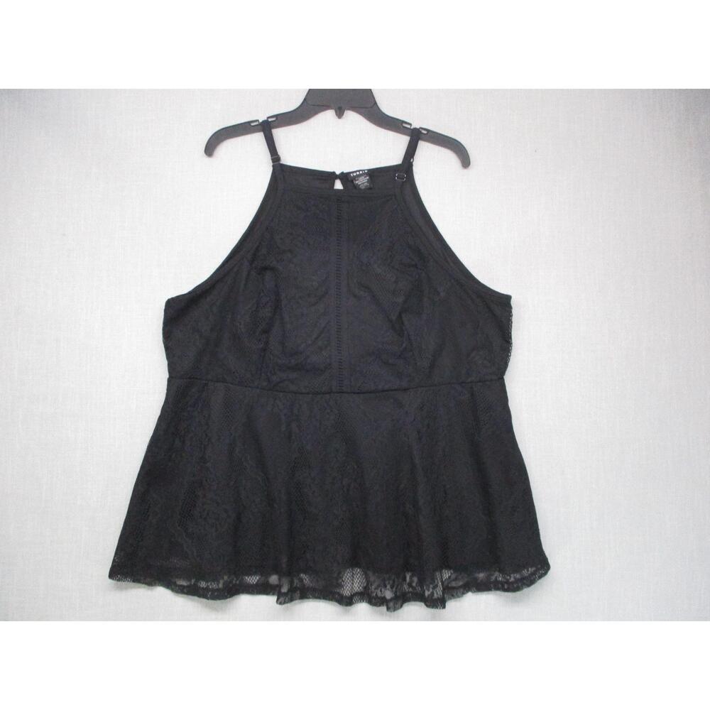 Torrid Black Lace Feminine Chic High Neckline Sleeveless Blouse Top Women Size 3